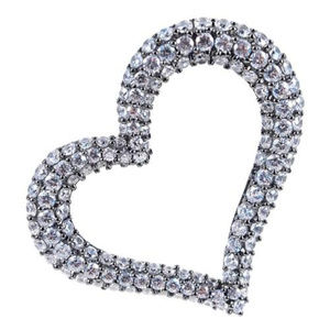 Sterling Silver Pave Set Open Heart Pendant